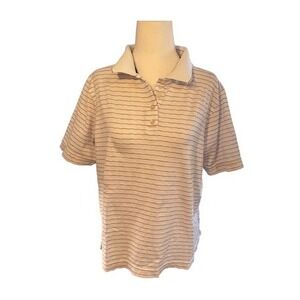 Callaway Golf Collection Polo Shirt White Red Ventilated Striped Knit Short Slee